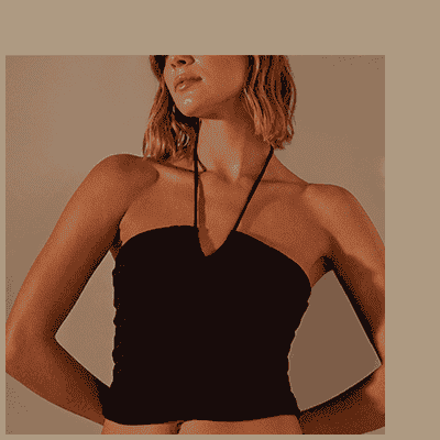 RECYCLED BRUSHED JERSEY HALTER NECK TOP