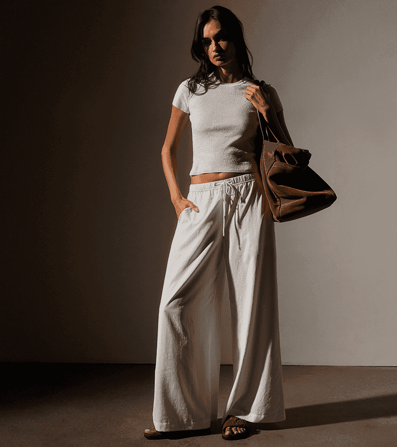 LIGHTWEIGHT MATTE SATEEN WIDE LEG PANT