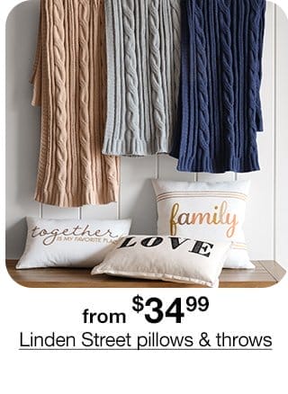 From \\$34.99, Linden Street pillows & throws