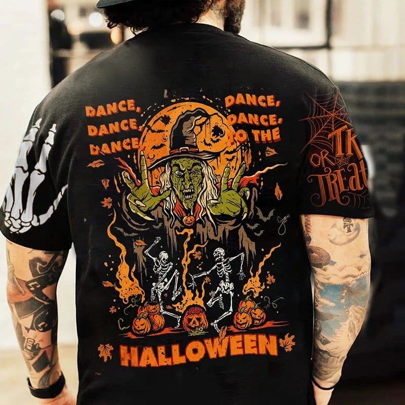 Men's Dance To The HALLOWEEN Witch Pumpkin Print Tees