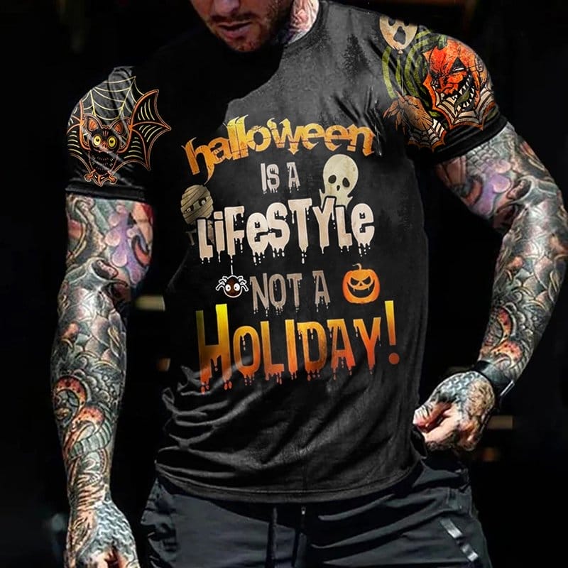 Men's Halloween Is A Lifestyle Not A Holiday Ghost Pumpkin Print Tees