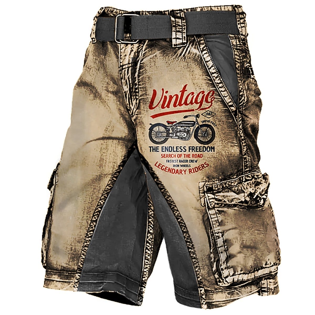 Men's Vintage The Endless Freedom Motorbike Washed Shorts