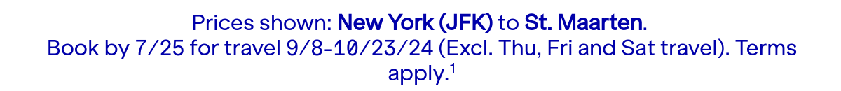 Prices shown: JFK to SXM.