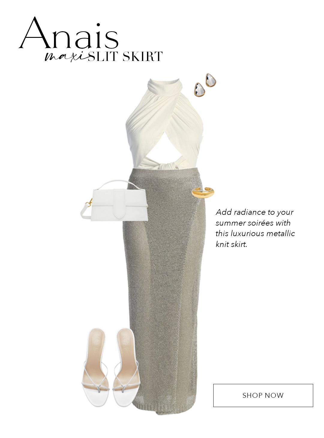 Silver Anais Maxi Slit Skirt