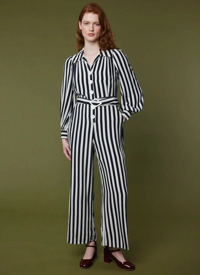 Bus Stop X Joanie - Hoxton Monochrome Stripe Jumpsuit