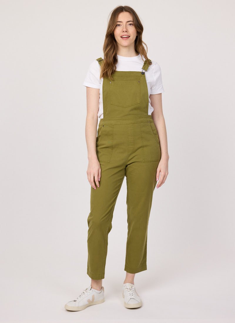 Leanne High Waist Dungarees - Olive