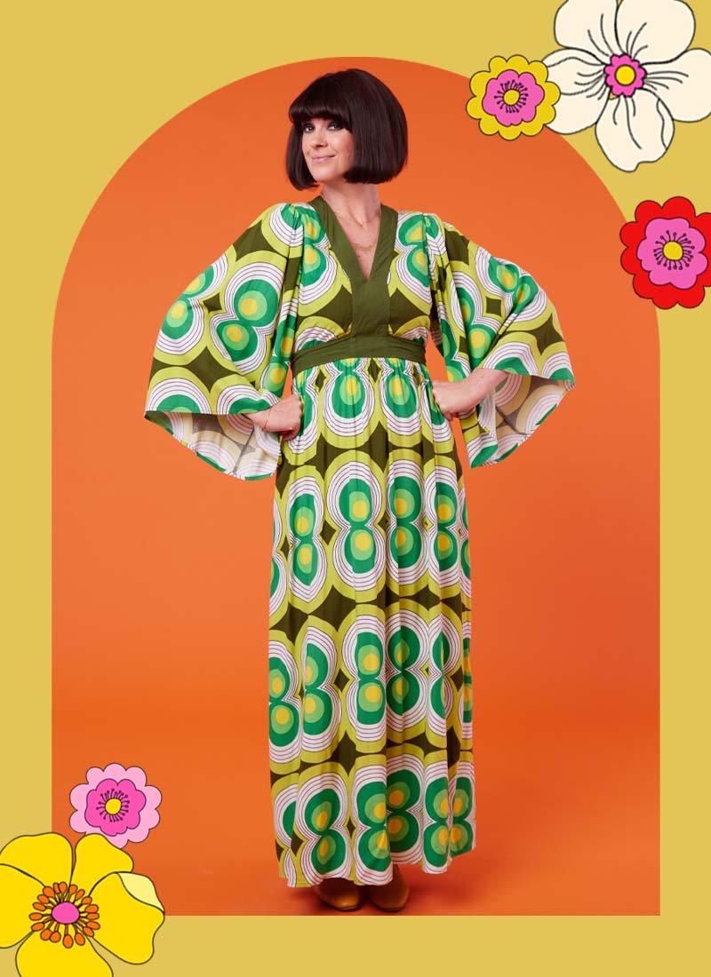 Dawn O’Porter X Joanie - Sunrise Retro Optical Print Midaxi Dress