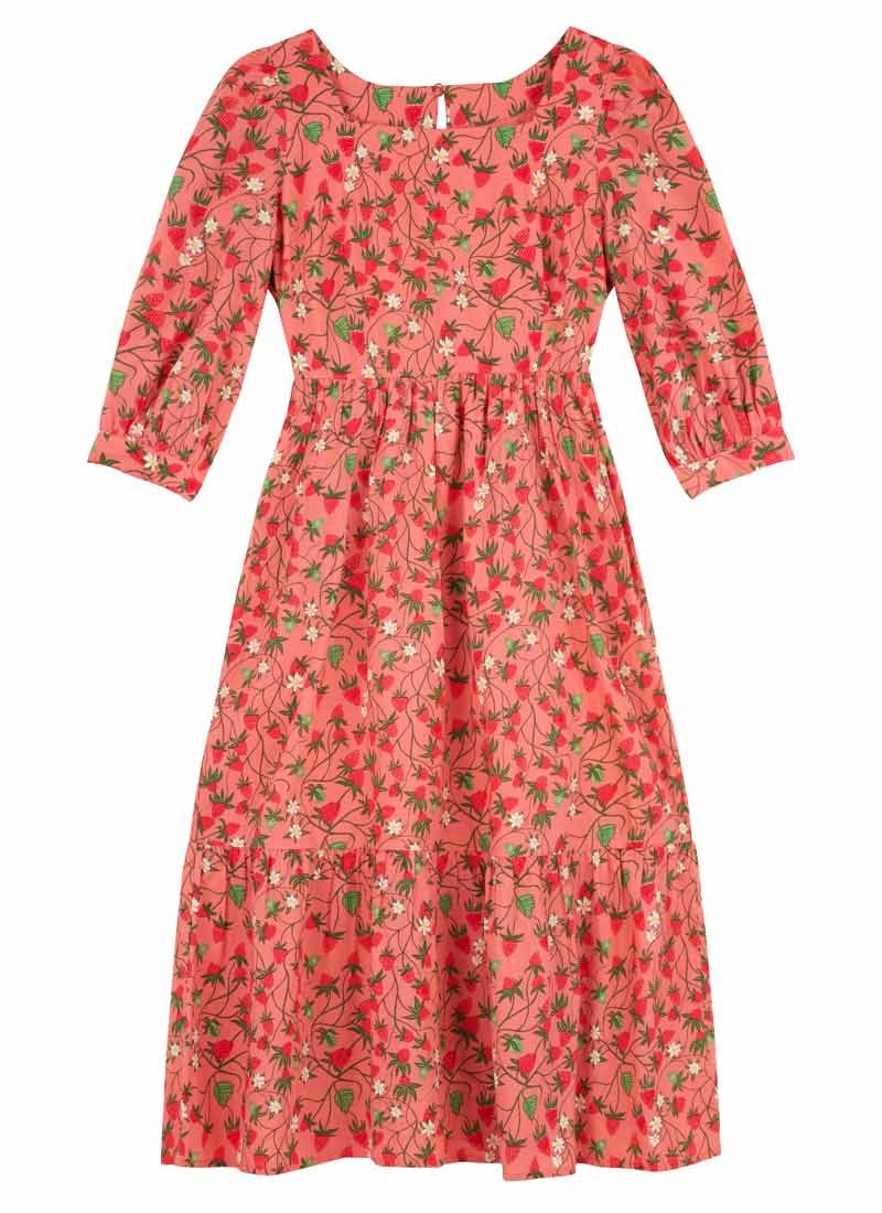 Image of Candice Strawberry Print Midi Dress