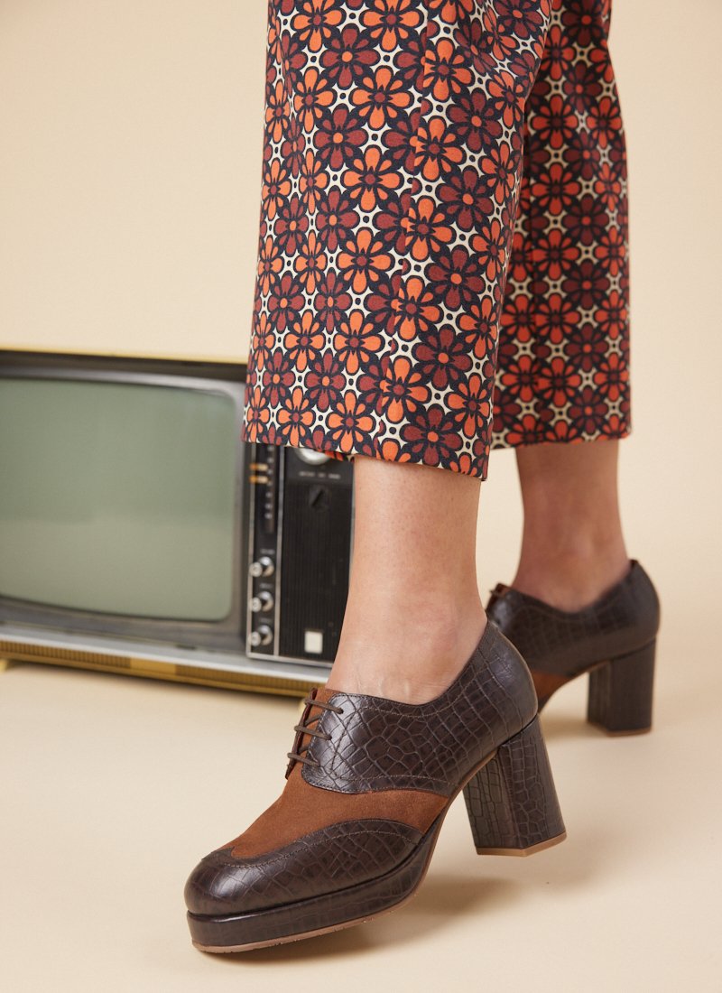 Strasbourg Leather Heeled Platform Brogues - Brown