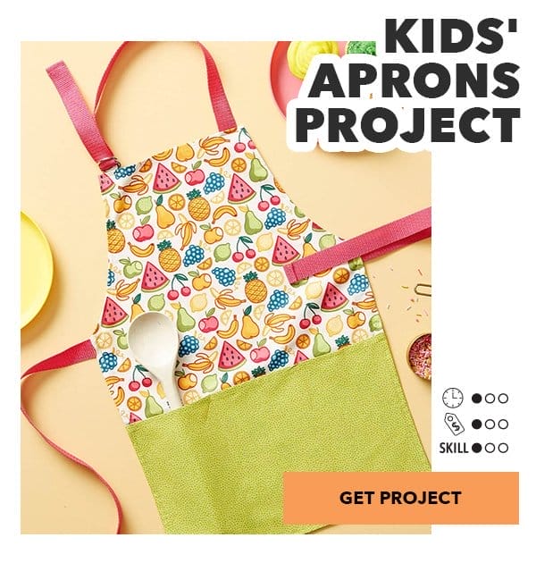 Kids' Aprons. Time: 1 of 3, Money: 1 of 3, Skill: 1 of 3. Get Project