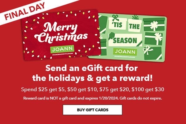 Send an eGift card for the holidays and get a reward! BUY GIFT CARDS.