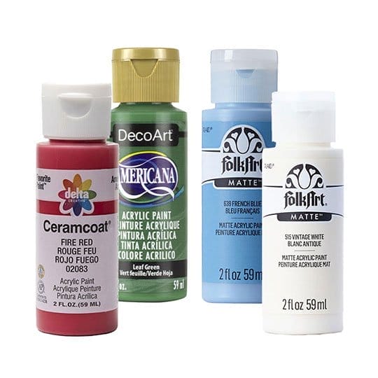 2 oz Craft Paints, Brushes and Stencils.