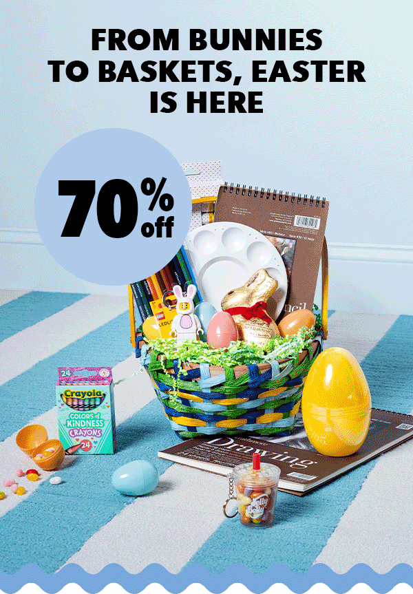 From bunnies to baskets, Easter is here. Up to 70% off.