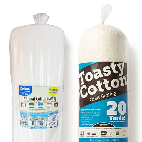 Fairfield Toasty Cotton and Pellon 90 inch by 20 yard Batting Rolls