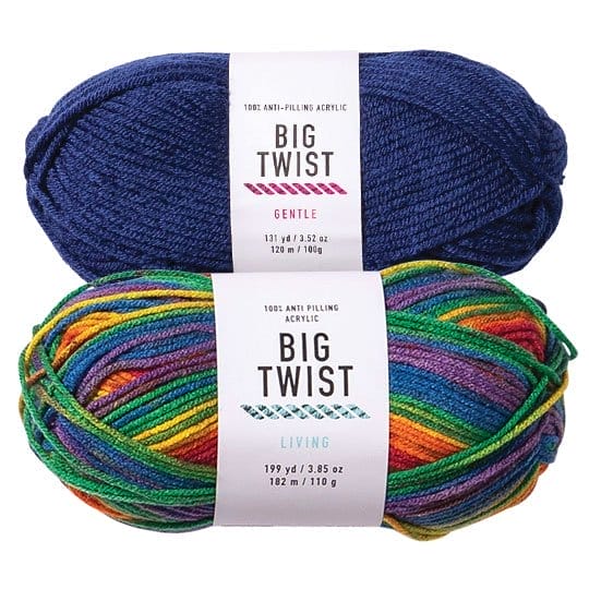 Big Twist Living and Gentle Yarn.