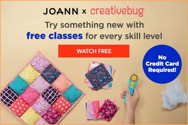 JOANN x Creativebug. Try something new with free classes for every skill level. Watch Free. No credit card required.