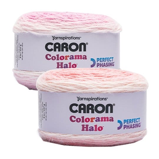 Caron Colorama Halo and Halo Frosted Yarn.