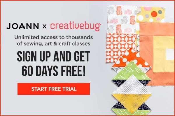 JOANN x Creativebug. Unlimited access to thousands of sewing, art and craft classes. Sign up and get 60 days free!