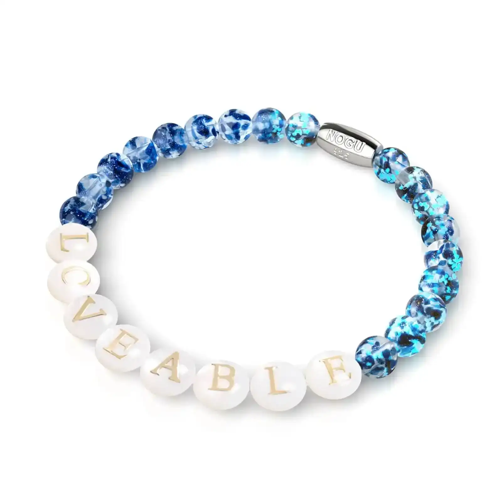 Image of Custom Letter Bracelet | .925 Sterling Silver | Lapis Flame Firefly Glass