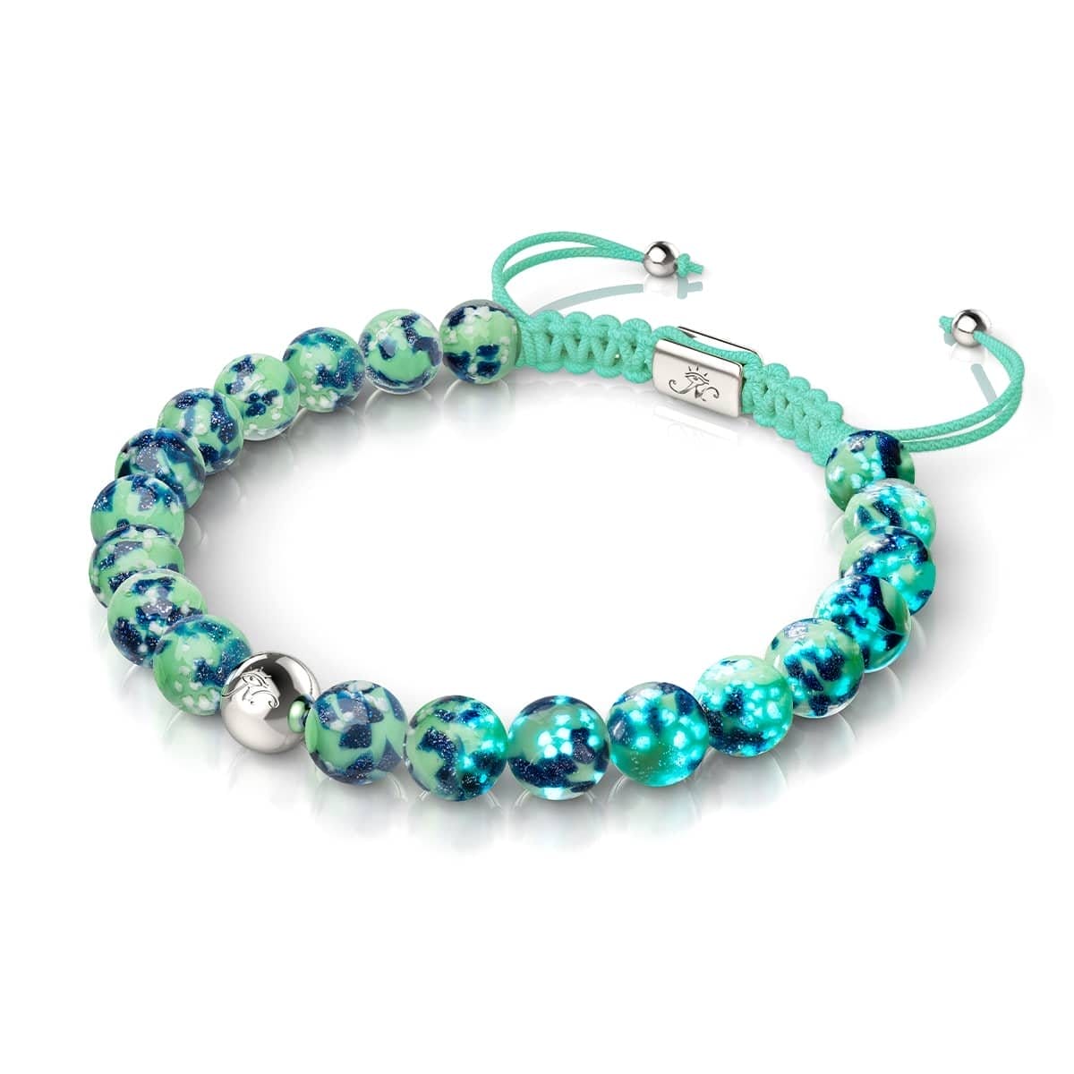 Image of Blue Mint | Silver | Firefly Glass Macrame Bracelet