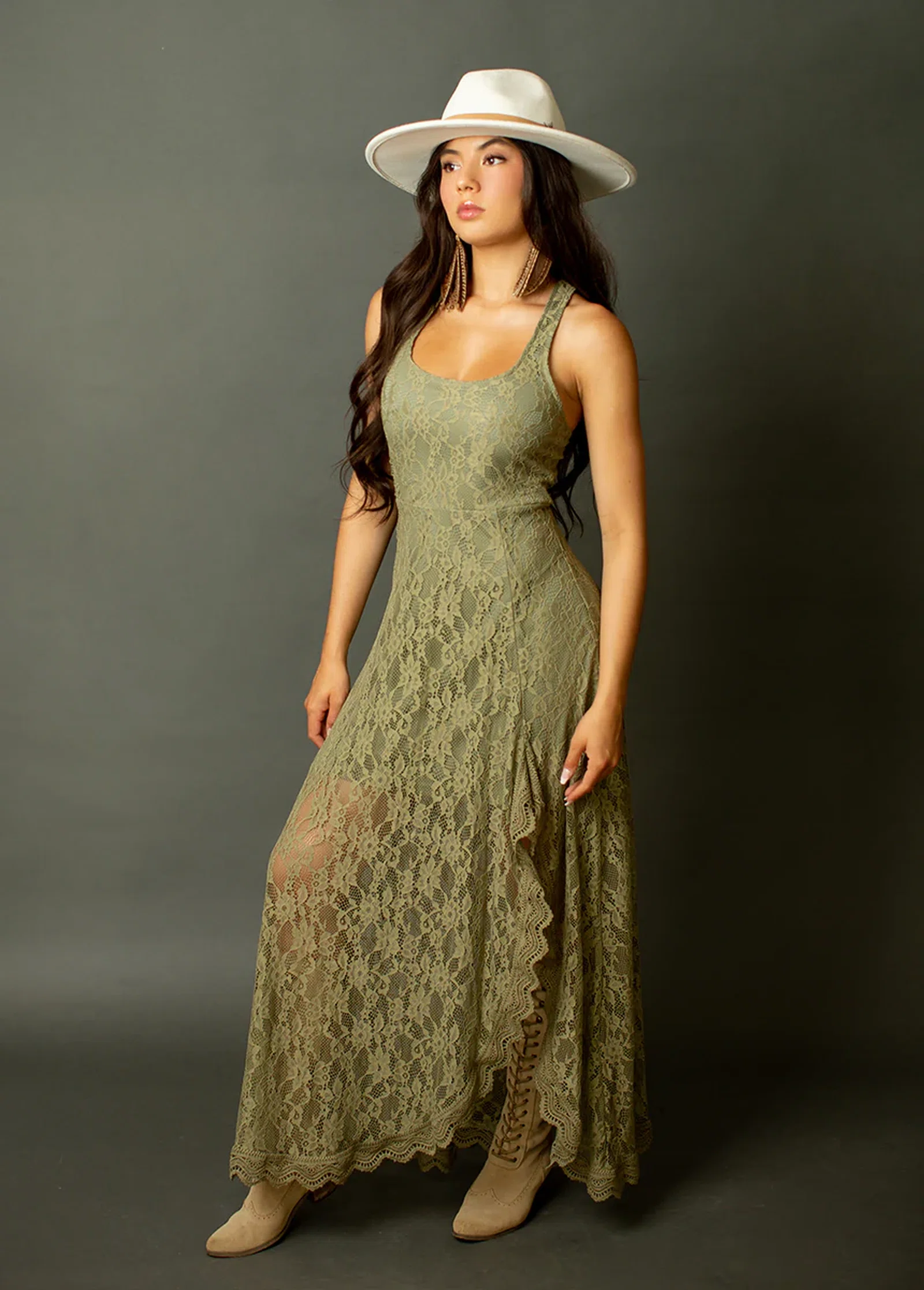 Image of Camila Dress in Green Gray