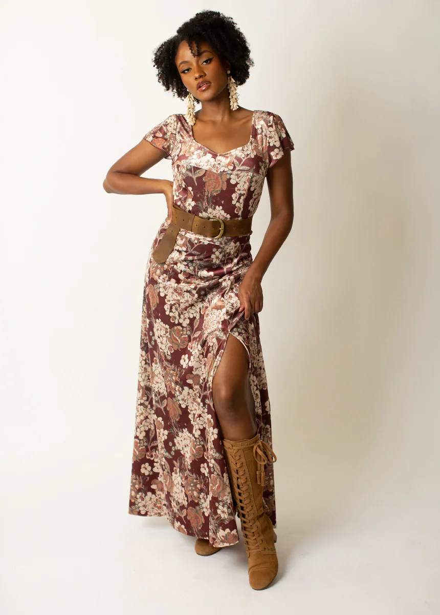 Image of Anastasia Maxi Dress in Currant Floral