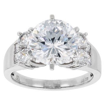 White Cubic Zirconia Rhodium Over Silver Scintillant Cut® Ring 7.26ctw