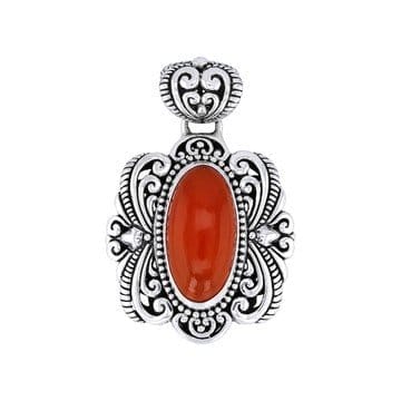 20x10mm Carnelian Sterling Silver Pendant