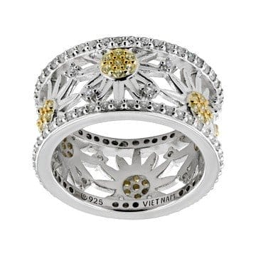 White And Canary Cubic Zirconia Platinum Over Silver Look Toward The Sun Ring 2.00ctw