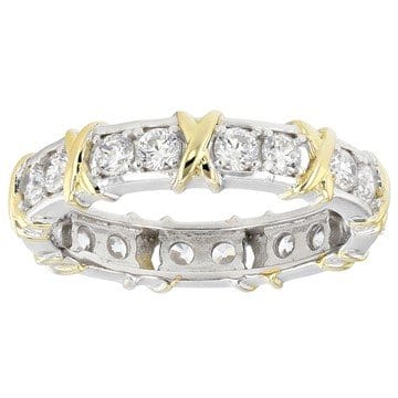 White Cubic Zirconia Platinum And 18k Yellow Gold Over Sterling Silver Ring 2.00ctw