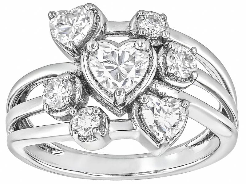 Moissanite Platineve Bypass Heart Ring 1.28ctw DEW