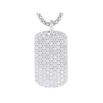 White Cubic Zirconia Rhodium Over Sterling Silver Dog Tag Pendant 1.88ctw