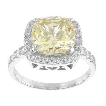 Yellow And White Cubic Zirconia Platinum Over Sterling Silver Ring 6.10ctw