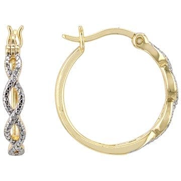 White Diamond Accent 14k Yellow Gold Over Sterling Silver Hoop Earrings