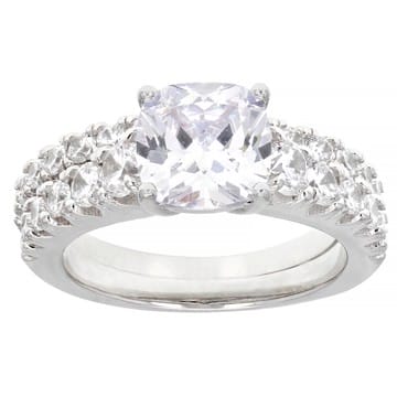 White Cubic Zirconia Rhodium Over Sterling Silver Ring With Band 6.41ctw