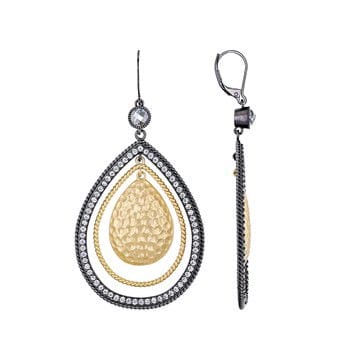 Crystal Two-Tone Dangle Chandelier Earrings