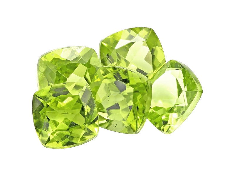 Peridot 6mm Cushion Set of 5 5.00ctw