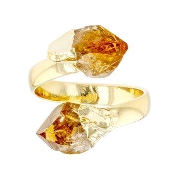 Citrine 18k Yellow Gold Over Brass Bypass Ring