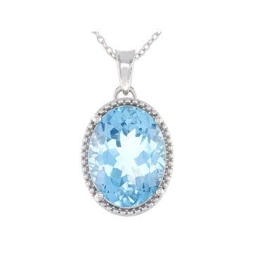 Sky Blue Topaz Rhodium Over Sterling Silver Pendant With Chain 20.50ctw