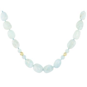 Blue Dreamy Aquamarine 18k Yellow Gold Over Sterling Silver Necklace