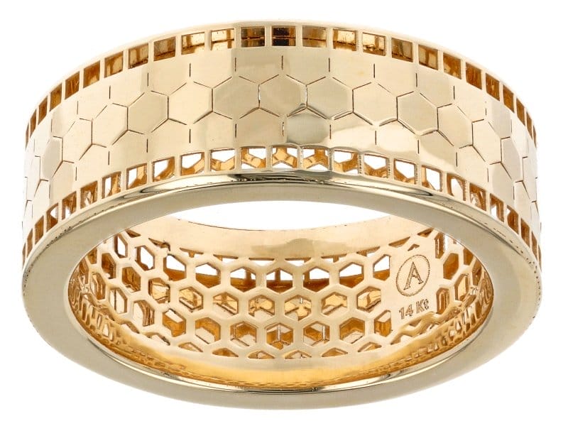 14k Yellow Gold 8.3mm Mosaic Pattern Band Ring