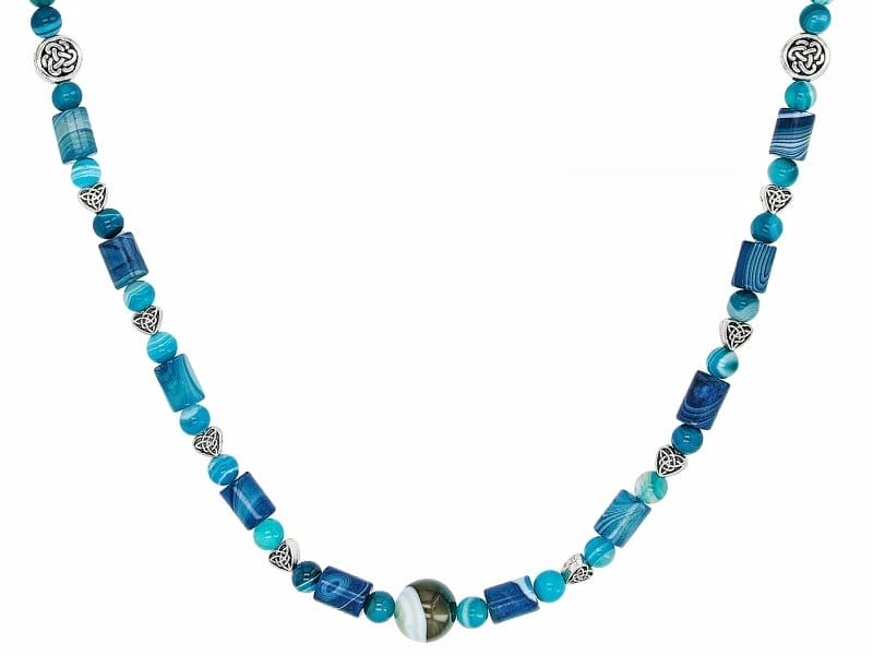 Blue Agate Stainless Steel Necklace