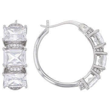 White Cubic Zirconia Rhodium Over Sterling Silver Hoops 8.86ctw