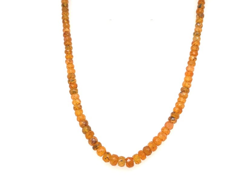 Spessartite 3.5-5mm Faceted Bead Strand Approximately 16" in Length. Includes Silver Clasp.