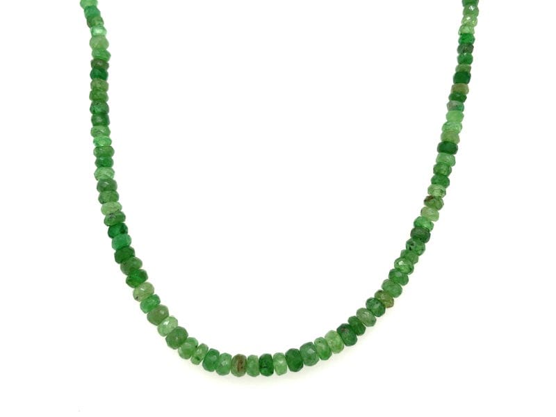 Tsavorite 3-4mm Faceted Bead Strand Approximately 16" in Length. Includes Silver Clasp.