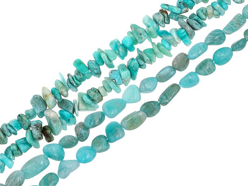 Green Amazonite 5-8mm Nugget & Chip Bead Strand Approximately 14-15" in Length Set of 4