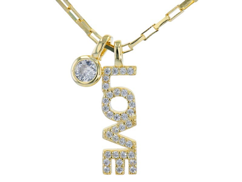 White Cubic Zirconia 18k Yellow Gold Over Sterling Silver Pendant With Chain 0.42ctw