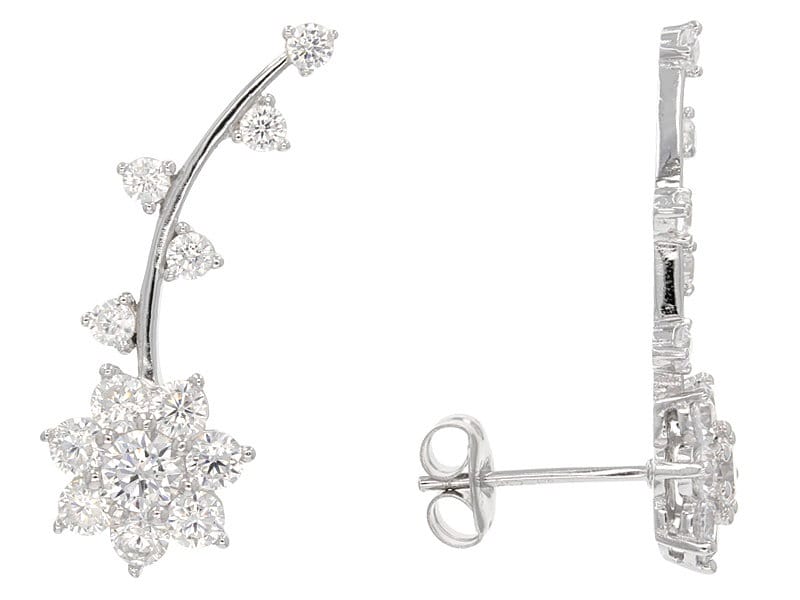 White Cubic Zirconia Rhodium Over Sterling Silver Climber Earrings 2.71ctw