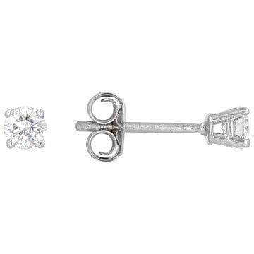 White Lab-Grown Diamond F VS 10k White Gold Solitaire Stud Earrings 0.25ctw