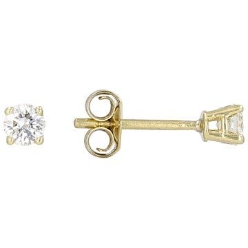 White Lab-Grown Diamond F VS 10k Yellow Gold Solitaire Stud Earrings 0.25ctw